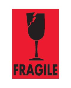 2" x 3" - " Fragile" ( Fluorescent  Red)  Labels