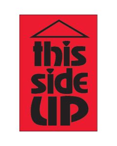 2" x 3" - " This  Side  Up" ( Fluorescent  Red)  Labels