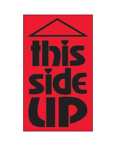 3" x 5" - " This  Side  Up" ( Fluorescent  Red)  Labels