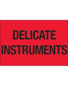 2" x 3" - " Delicate  Instruments" ( Fluorescent  Red)  Labels