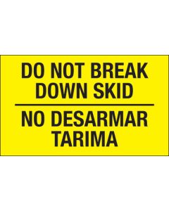 3" x 5" - " No  Desarmar  Tarima" ( Fluorescent  Yellow)  Bilingual  Labels