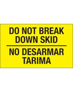 3" x 5" - " No  Desarmar  Tarima" ( Fluorescent  Yellow)  Bilingual  Labels