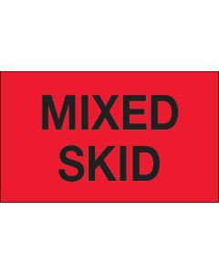 3" x 5" - " Mixed  Skid" ( Fluorescent  Red)  Labels