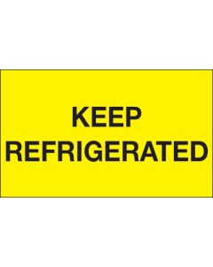 3" x 5" - " Keep  Refrigerated" ( Fluorescent  Yellow)  Labels