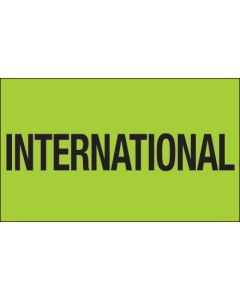 3" x 5" - " International" ( Fluorescent  Green)  Labels