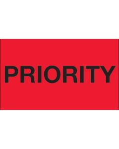3" x 5" - " Priority" ( Fluorescent  Red)  Labels