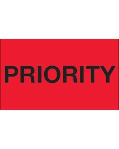 3" x 5" - " Priority" ( Fluorescent  Red)  Labels