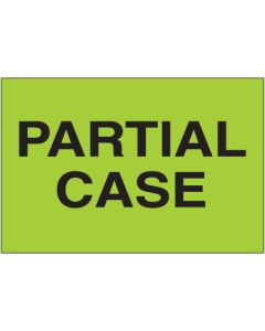 2" x 3" - " Partial  Case" ( Fluorescent  Green)  Labels