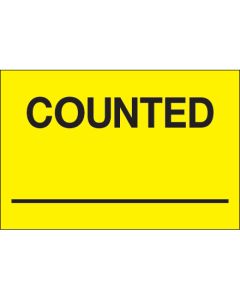 2" x 3" - " Counted ___" ( Fluorescent  Yellow)  Labels