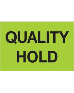 2" x 3" - " Quality  Hold" ( Fluorescent  Green)  Labels