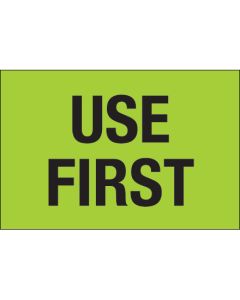 2" x 3" - " Use  First" ( Fluorescent  Green)  Labels
