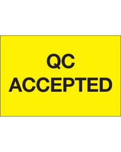 2" x 3" - "QC  Accepted" ( Fluorescent  Yellow)  Labels