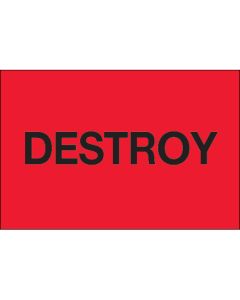 2" x 3" - " Destroy" ( Fluorescent  Red)  Labels