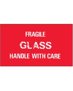 3" x 5" - " Fragile -  Glass -  Handle  With  Care"  Labels