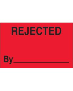1 1/4" x 2" - " Rejected  By" ( Fluorescent  Red)  Labels