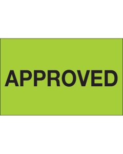 1 1/4" x 2" - " Approved" ( Fluorescent  Green)  Labels