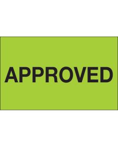 1 1/4" x 2" - " Approved" ( Fluorescent  Green)  Labels