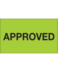3" x 5" - " Approved" ( Fluorescent  Green)  Labels