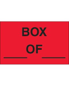 1 1/4" x 2" - " Box ___  Of ___" ( Fluorescent  Red)  Labels