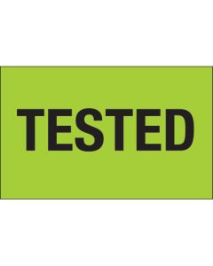 1 1/4" x 2" - " Tested" ( Fluorescent  Green)  Labels