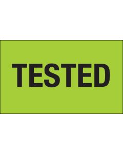 3" x 5" - " Tested" ( Fluorescent  Green)  Labels