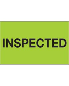 1 1/4" x 2" - " Inspected" ( Fluorescent  Green)  Labels