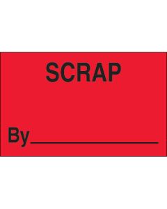 1 1/4" x 2" - " Scrap  By" ( Fluorescent  Red)  Labels