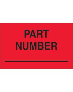 1 1/4" x 2" - " Part  Number" ( Fluorescent  Red)  Labels