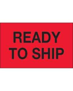 1 1/4" x 2" - " Ready  To  Ship" ( Fluorescent  Red)  Labels