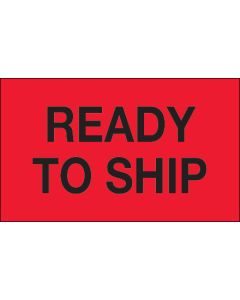3" x 5" - " Ready  To  Ship" ( Fluorescent  Red)  Labels