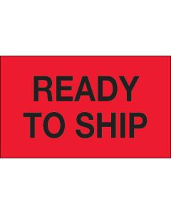 3" x 5" - " Ready  To  Ship" ( Fluorescent  Red)  Labels