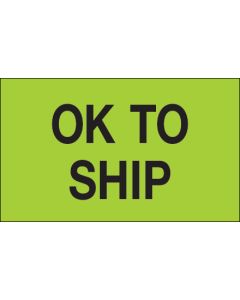 3" x 5" - "OK  To  Ship" ( Fluorescent  Green)  Labels