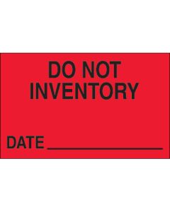 1 1/4" x 2" - " Do  Not  Inventory -  Date"( Fluorescent  Red)  Labels