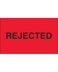 1 1/4" x 2" - " Rejected" ( Fluorescent  Red)  Labels