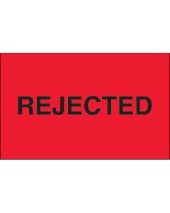 1 1/4" x 2" - " Rejected" ( Fluorescent  Red)  Labels