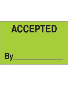 1 1/4" x 2" - " Accepted  By" ( Fluorescent  Green)  Labels
