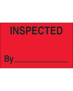 1 1/4" x 2" - " Inspected" ( Fluorescent  Red)  Labels
