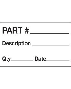 1 1/4" x 2" - " Part# -  Description -  Qty -  Date"  Labels