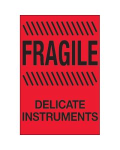 4" x 6" - " Fragile -  Delicate  Instruments"( Fluorescent  Red)  Labels