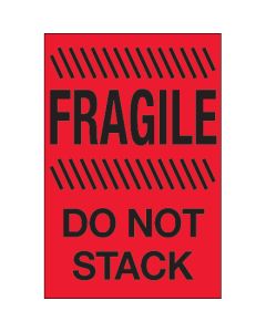 4" x 6" - " Fragile -  Do  Not  Stack" ( Fluorescent  Red)  Labels
