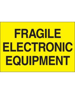 2" x 3" - " Fragile -  Electronic  Equipment" ( Fluorescent  Yellow)  Labels