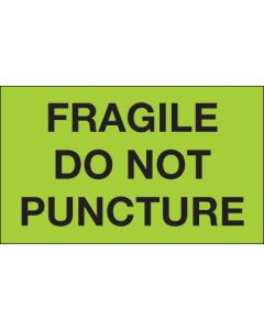 3" x 5" - " Fragile -  Do  Not  Puncture"( Fluorescent  Green)  Labels