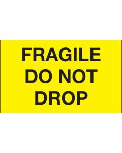 3" x 5" - " Fragile -  Do  Not  Drop" ( Fluorescent  Yellow)  Labels