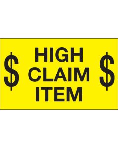 3" x 5" - "  High  Claim  Item " ( Fluorescent  Yellow)  Labels