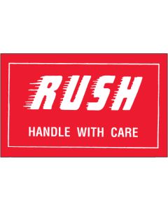 3" x 5" - " Rush -  Handle  With  Care"  Labels
