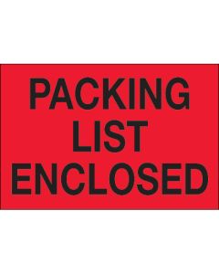 2" x 3" - " Packing  List  Enclosed" ( Fluorescent  Red)  Labels