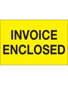 2" x 3" - " Invoice  Enclosed" ( Fluorescent  Yellow)  Labels