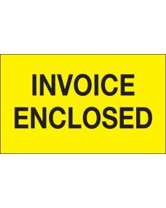 3" x 5" - " Invoice  Enclosed" ( Fluorescent  Yellow)  Labels
