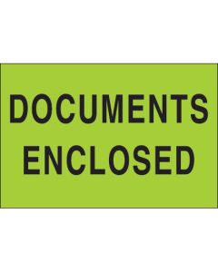 2" x 3" - " Documents  Enclosed" ( Fluorescent  Green)  Labels