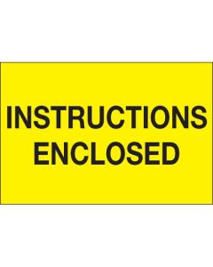 2" x 3" - " Instructions  Enclosed" ( Fluorescent  Yellow)  Labels